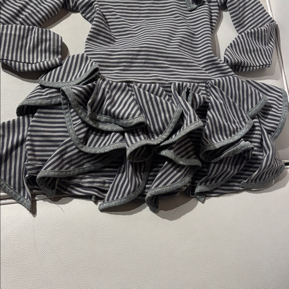 Biscotti Gray Striped Ruffle Dress - Picture 2 of 5